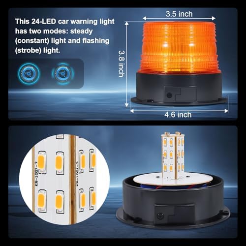 AnTom Magnetic Wireless Strobe Light Amber Warning Beacon Light for Trucks