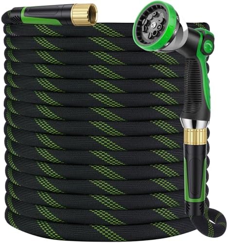 100 ft Non-Expanding Garden Hose, 360° Anti-Kink Swivel Fittings
