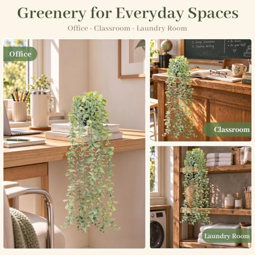 Der Rose 24" Fake Hanging Eucalyptus Plant for Bathroom Wall Art Decor