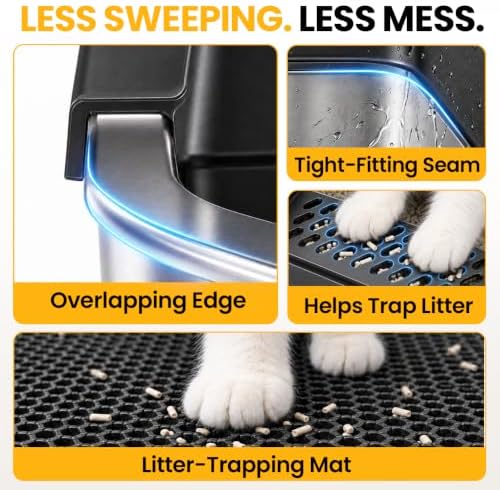 Stainless Steel Litter Box with Lid, Extra Large Enclosed Cat Litter Box for Big Cats