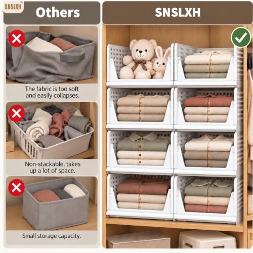 5 Pack Closet Organizers and Storage, Reinforced Stackable Closet 16.73" in