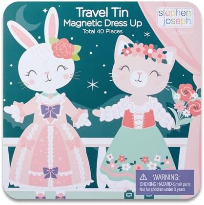 Stephen Joseph Travel TIN Magnetic Dress UP Bunny and CAT