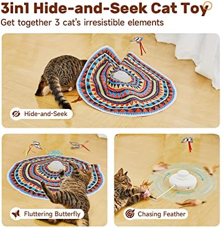 Potaroma Cat Toys Chargeable, 3in1 Hide and Seek, Interactive Fun