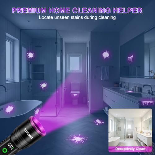 2Pack 365nm Black Light UV Flashlight Rechargeable for Pet Urine Detection
