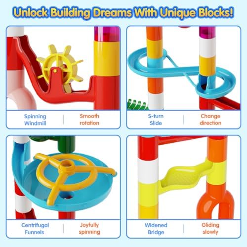 Marble Run Kit, 110pcs Marble Maze Game Construction Building Toys for Kids