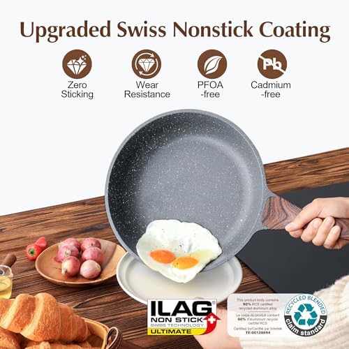 SENSARTE Nonstick Frying Pan Skillet, 9.5-inch Swiss Granite Omelette Pan