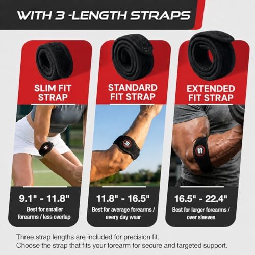 Sleeve Stars Tennis Elbow Brace for Men & Women, Fits 9"-23" (Single/Black)