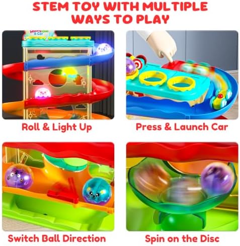 2-in-1 Ball Drop & Car Ramp Race Track Montessori Toy for Toddlers Ages 1-5