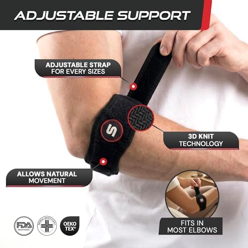 Sleeve Stars Tennis Elbow Brace for Men & Women, Fits 9"-23" (Single/Black)
