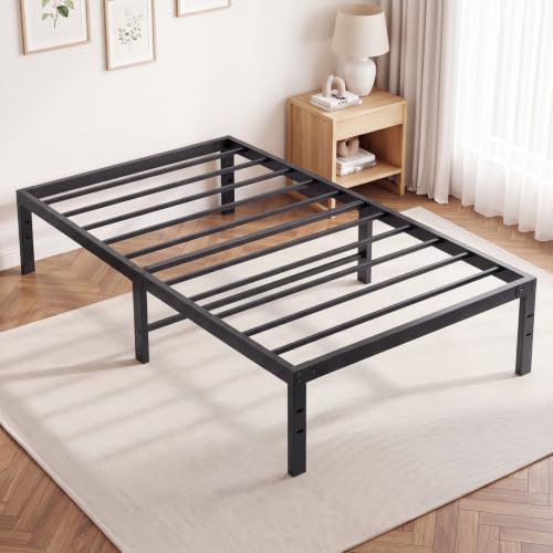 OLIXIS 14in Twin Metal Bed Frame, Sturdy Support with Storage Space, 500LBS