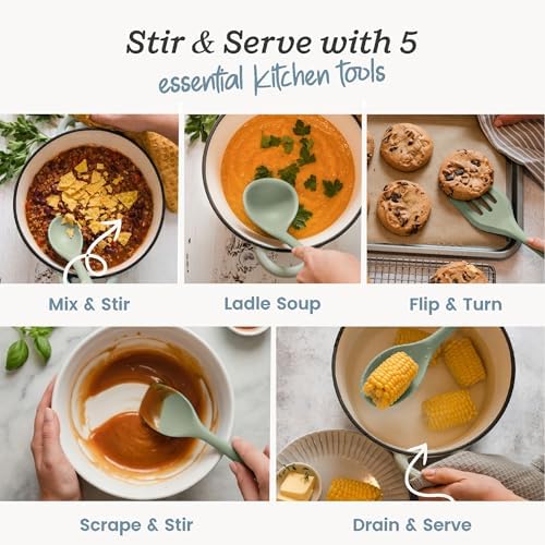 Starpack Stir and Serve Silicone Cooking Utensils Set (5-Piece, 11") - LFGB Non Toxic
