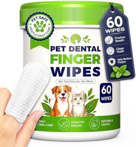 Dog Dental Wipes for Teeth Cleaning, Finger Toothbrush Wipes for Dogs Cats