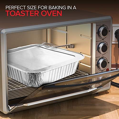 Stock Your Home 8x8 Foil Pans with Lids (20 Pack) 8 Inch Square Aluminum Pans with Covers
