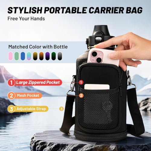 64oz Insulated Water Bottle Leak Proof with Carrier Bag for Sports
