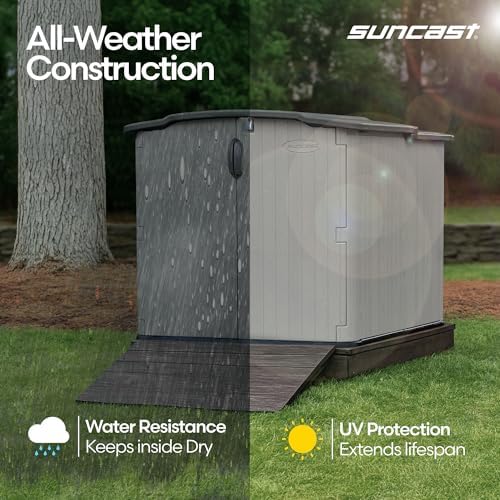 Suncast Glidetop Horizontal Shed, Resin Outdoor Storage Shed, Dove Gray
