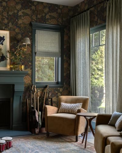 Vintage Peel and Stick Wallpaper Floral Contact Paper 17.3x98.4in |Retro Victorian Dark