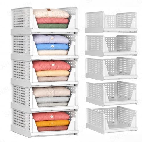 5 Pack Closet Organizers and Storage, Reinforced Stackable Closet 16.73" in