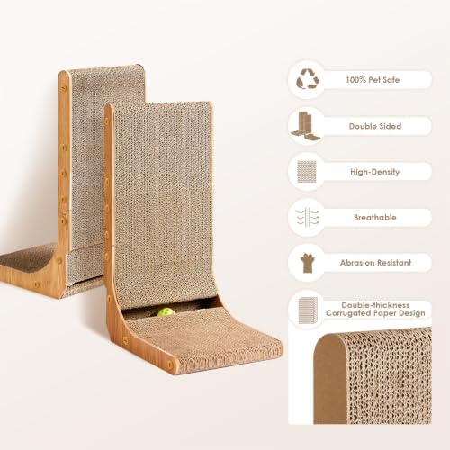 EHEYCIGA Cardboard Cat Scratcher for Indoor Cats, 26.8 Inch, Brown