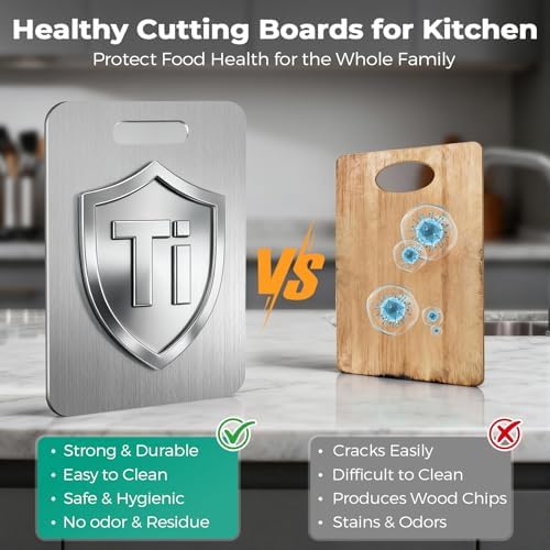 Katori Titanium Cutting Board - Upgraded 100% Pure Titanium Cutting Boards for Kitchen