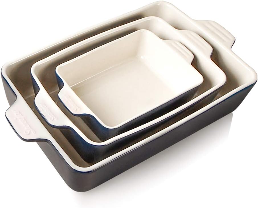 Sweejar 3Pcs Ceramic Baking Dish for Oven,Casserole Dish with Handles