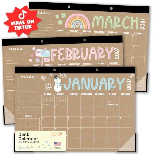 Large Desk Calendar 2027 - Desktop Calendar 2027-2028