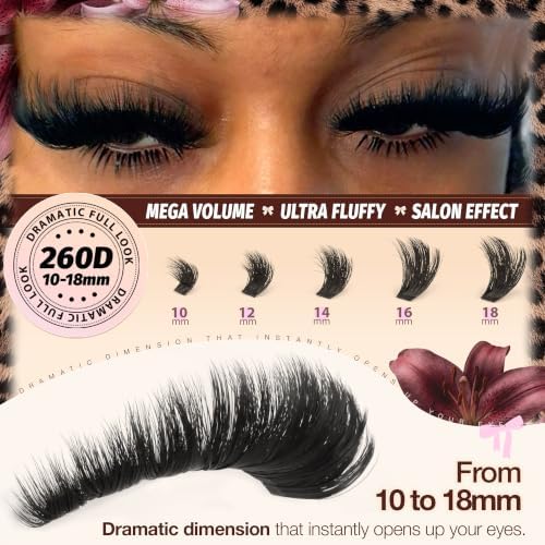 260D Lash Clusters Mega Volume Lash Extensions 10-18 MM