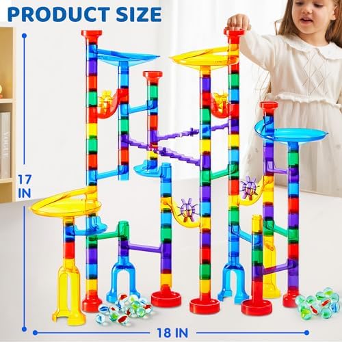 JOYIN 150Pcs Glowing Marble Run- Construction Building Blocks Toys with 5 Glow in The