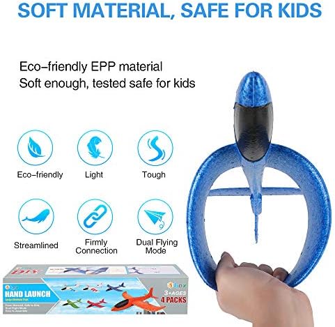 BooTaa 4 Pack Airplane/Flying Toys, 17.5" Large Throwing Foam Plane/Gliders