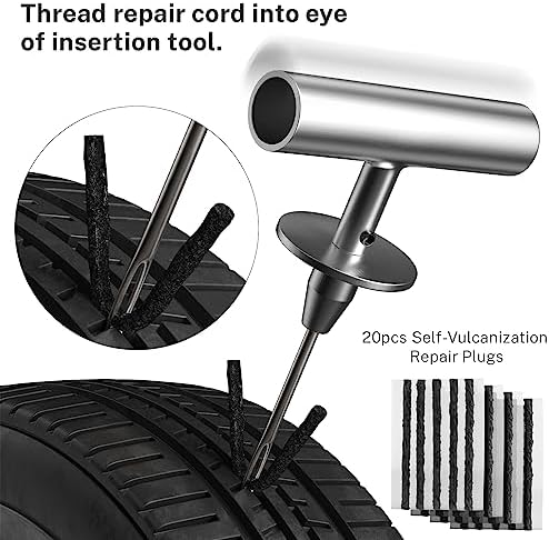 Flat Tire Repair Kit with Plugs 31pcs, Professional Tire Plug Kit