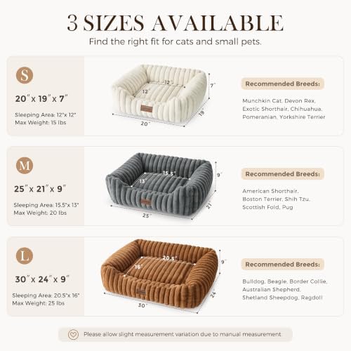 Orthopedic Large Cat Bed with Removable Washable Cover, 25x21''