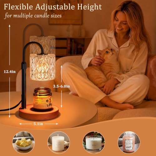 Walnut Candle Warmer Lamp with Timer, Birthday Gifts for Women, Room Decor