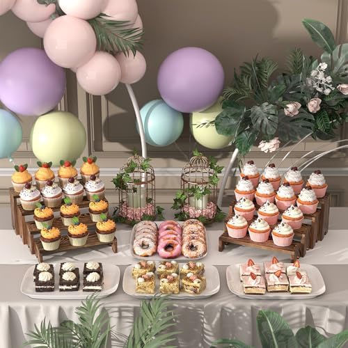 2 Set Wooden Tiered Risers Display Stands for Vendor Events