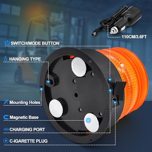 AnTom Magnetic Wireless Strobe Light Amber Warning Beacon Light for Trucks