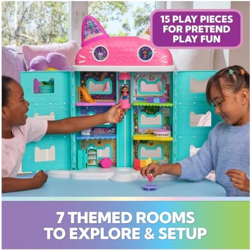DREAMWORKS GABBY'S DOLLHOUSE Meow-Mazing Dollhouse, 2 Feet Tall, 15 Pieces