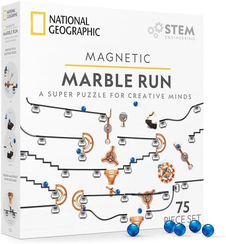 National Geographic Magnetic Marble Run STEM Building Set for Kids