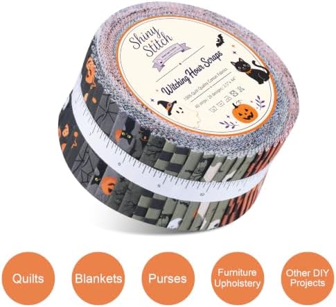 ShinyStitch-100% US Cotton Jelly Roll Fabric Strips Roll for Quilting, Crafting