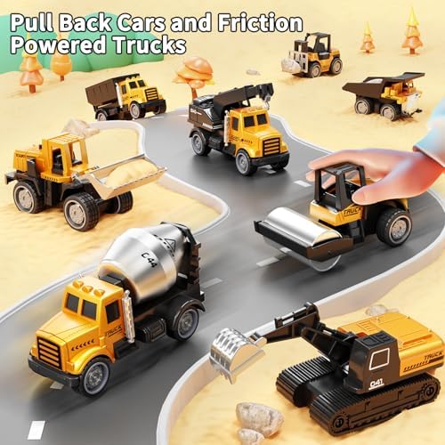 HONGTUO Alloy Mini Construction Vehicles, 8Pcs Die-cast Construction Toys