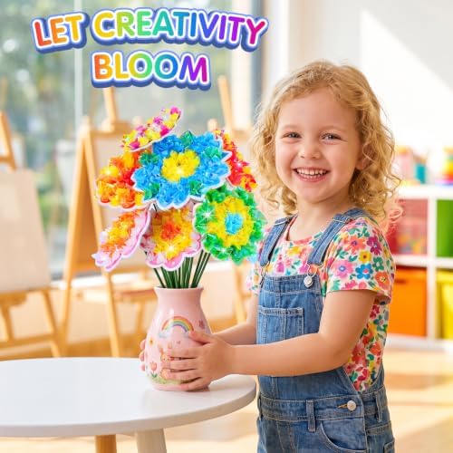 Fennoral 10 Pack Flower Poke in Craft Kits for Kids with LED Lights Make You Own DIY