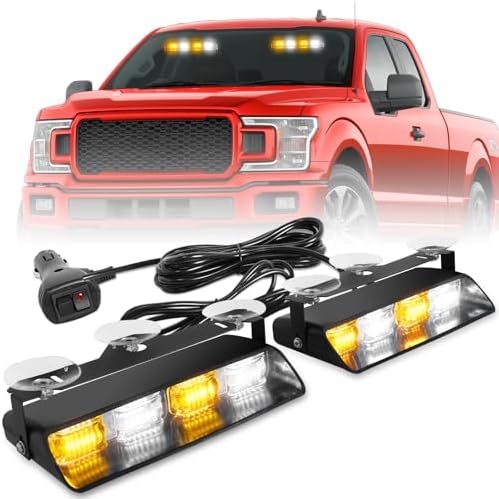 HLauto 2x8.5 inch Dash Strobe Lights Interior LED Windshield Lights
