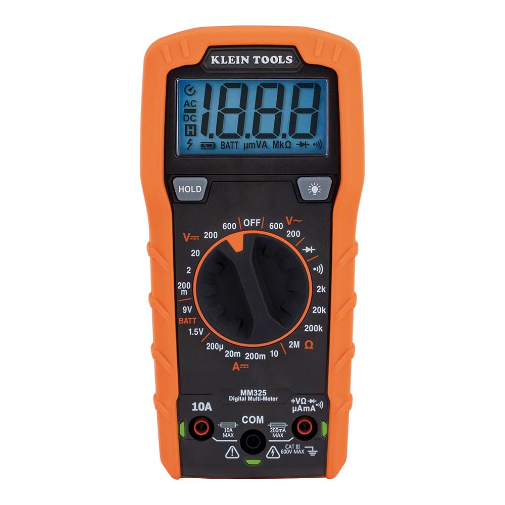Klein Tools MM325 Multimeter, Digital Manual-Ranging 600V AC/DC Voltage - klein tools multimeter continuity test