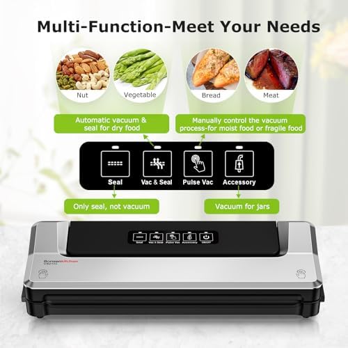 Bonsenkitchen Vacuum Sealer Machine, Multiple Modes For Meal Prep,Silver