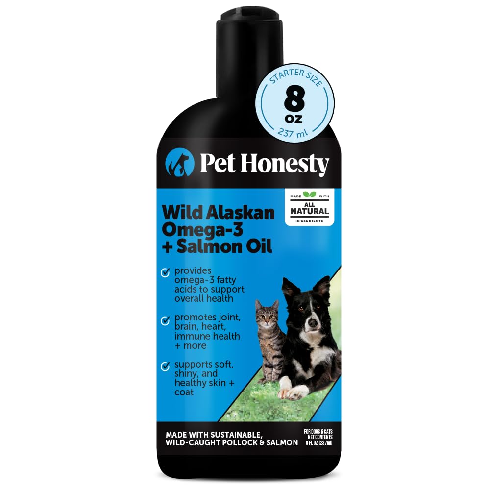 Wild Alaskan Salmon Oil for Dogs + Cats - 100% Pure Natural Omega 3 Fish Oil - wild alaskan salmon oil for dogs benefits