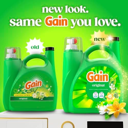 Gain Liquid Laundry Detergent, Now with Odor Defense, Original Scent, 132 fl oz, 100 Loads