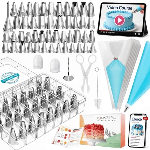 RFAQK 74PCs Icing Piping Bags and Tips Set