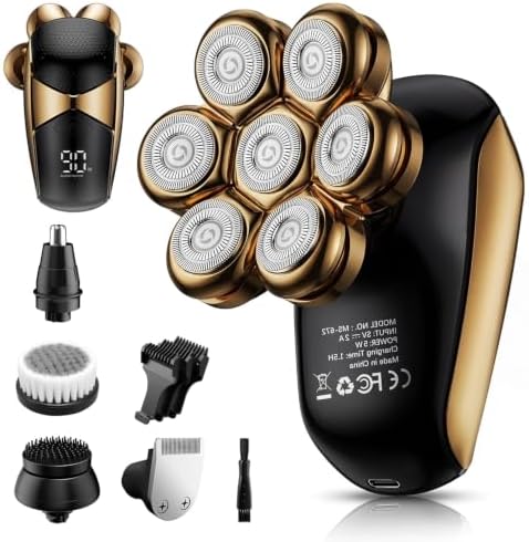 SHPAVVER Head Shavers for Bald Men: 5-in-1 IPX7 Waterproof Grooming Kit