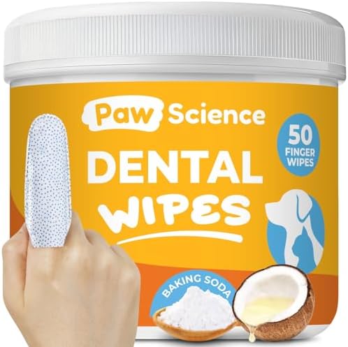 Paw Science Dog & Cat Teeth Cleaning Wipes - Dental Finger Wipes for Cats & Dogs
