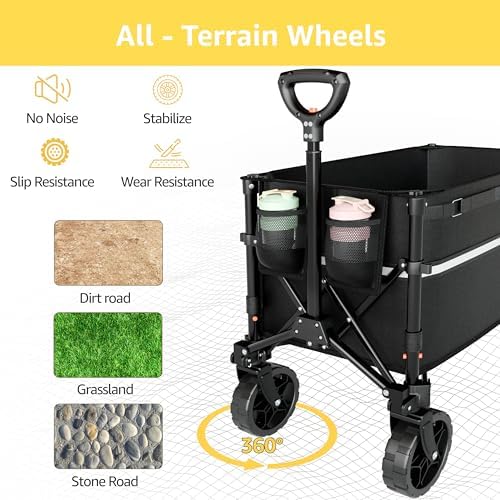ROSONG Collapsible Wagon Cart with Wheels Foldable