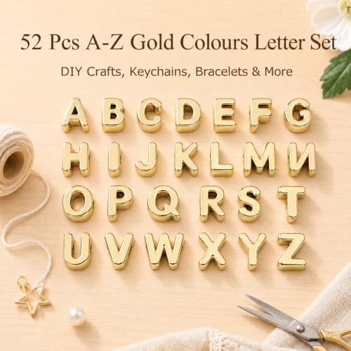 OVRUNS 52PCS A-Z Letter Beads Horizontal Hole Acrylic DIY Alphabet BagCharm