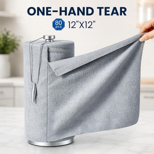Veco Tear-Away Microfiber Cleaning Cloth Roll with Stainless Steel Holder