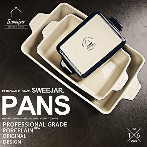 Sweejar 3Pcs Ceramic Baking Dish for Oven,Casserole Dish with Handles(Navy)